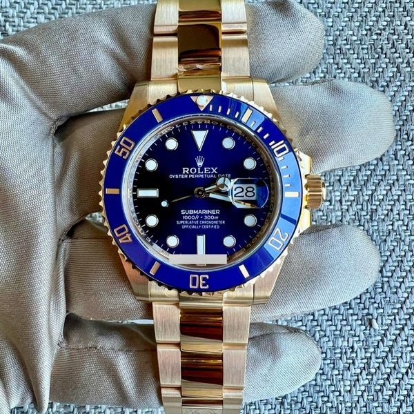 Rolex Yellow Gold Submariner Blue Dial and Bezel