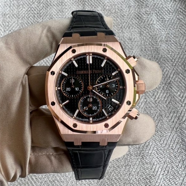 Audemars Piguet  Royal Oak Chronograph Black Dial Leather Strap
