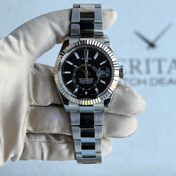 Rolex Stainless Steel Skydweller Black Dial